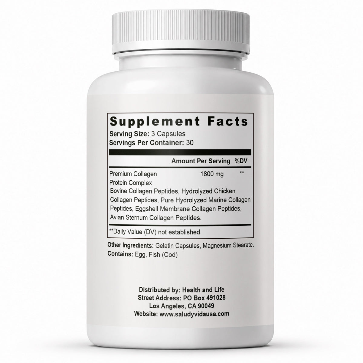 COLLAGEN – Información del Suplemento: péptidos de colágeno bovino, marino y de pollo