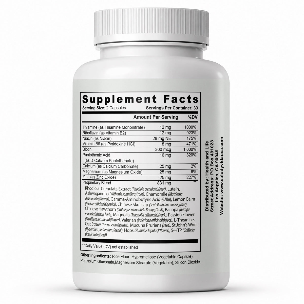 RELIVA™ – Información del Suplemento: ashwagandha, rodiola, GABA y complejo B