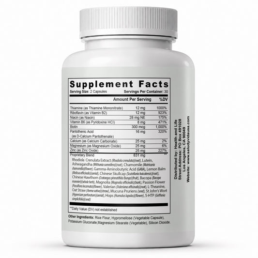 RELIVA™ – Información del Suplemento: ashwagandha, rodiola, GABA y complejo B