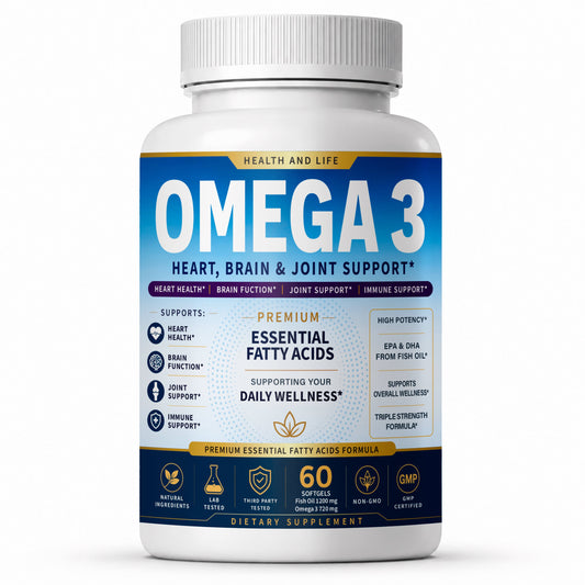 OMEGA 3 – Corazón, Cerebro y Articulaciones – etiqueta frontal