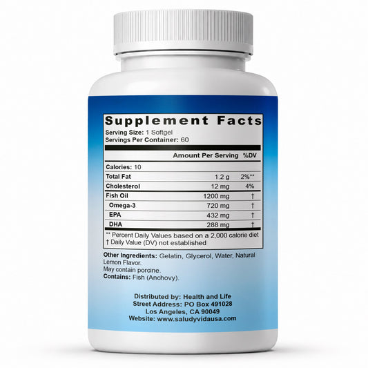 OMEGA 3 – Información del Suplemento: aceite de pescado 1.200 mg con EPA y DHA